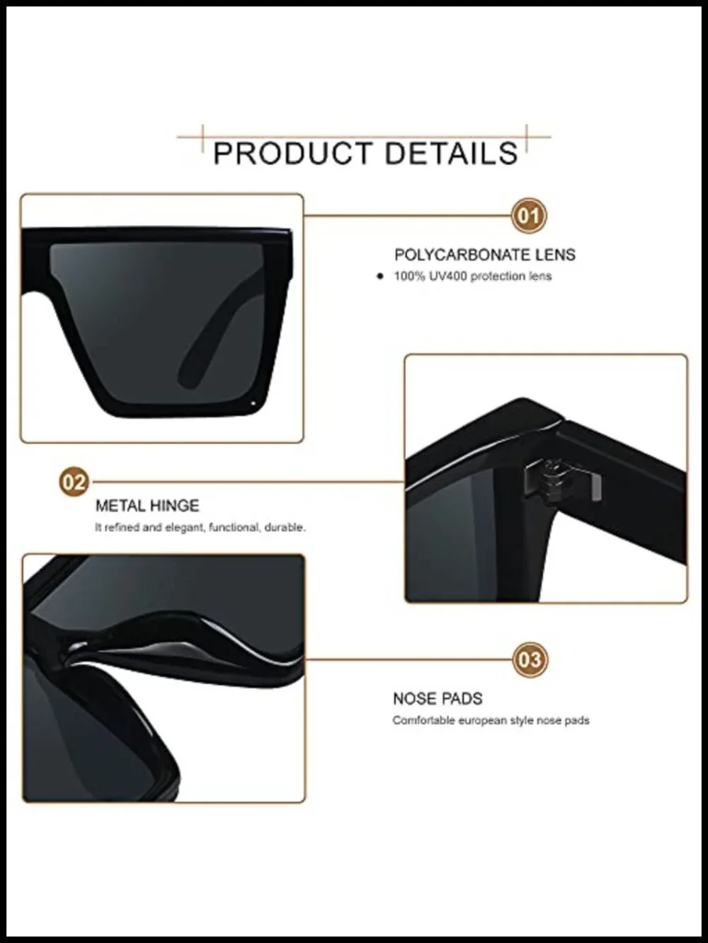 Oversized Square Flat Top Sunglasses UV Protection for Women Men